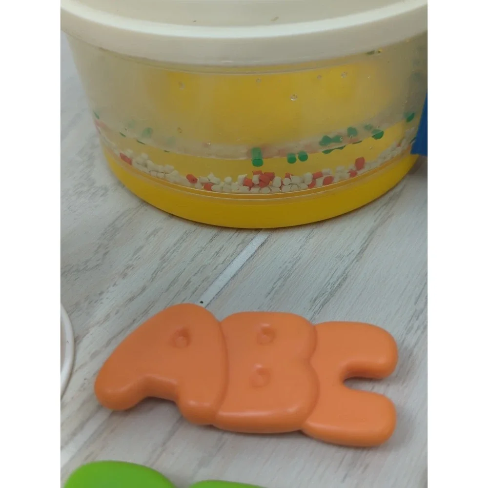 Fisher Vintage Price Fun With Food alphabet soup pot set salt pepper READ USED